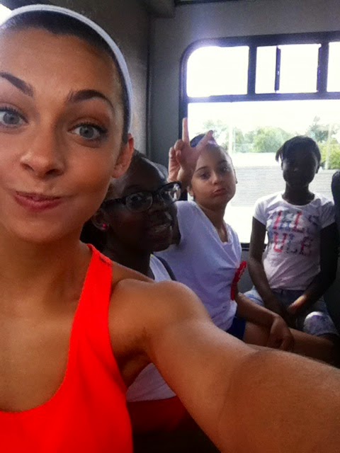 Olivia on bus